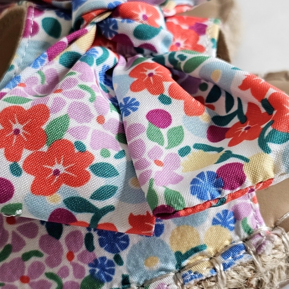 Fashion Serra Women's Sz 9 Colorful Floral Bow Slip On Espadrilles Jute Midsole - Picture 12 of 13